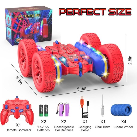 Remote Control Spider RC Car Double Sided 360 Spin Car Toy with Lights for Kids - Picture 6 of 7
